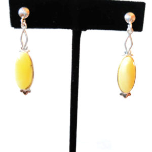 Butterscotch Color Baltic Amber Oval Dangling earrings
