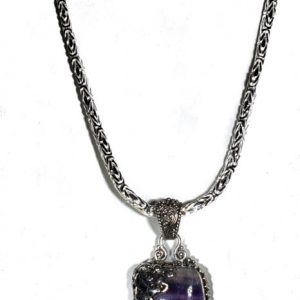 Fluorite square pendant necklace