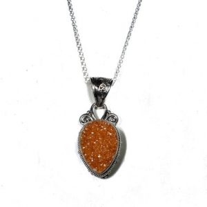 Mandarin Druzy Pendant Necklace