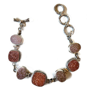 Mandarin and Rose Druzy toggle bracelet