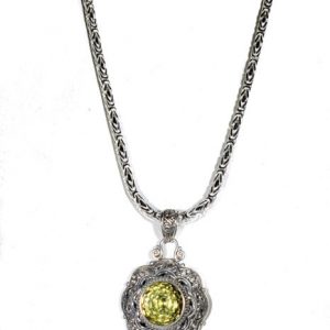 Olive Quartz Pendant Necklace