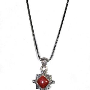 Red Bamboo Coral Pendant Necklace