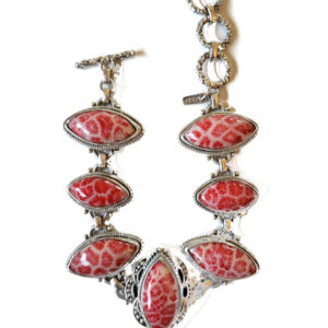 Red Indonesian Coral adjustable toggle bracelet